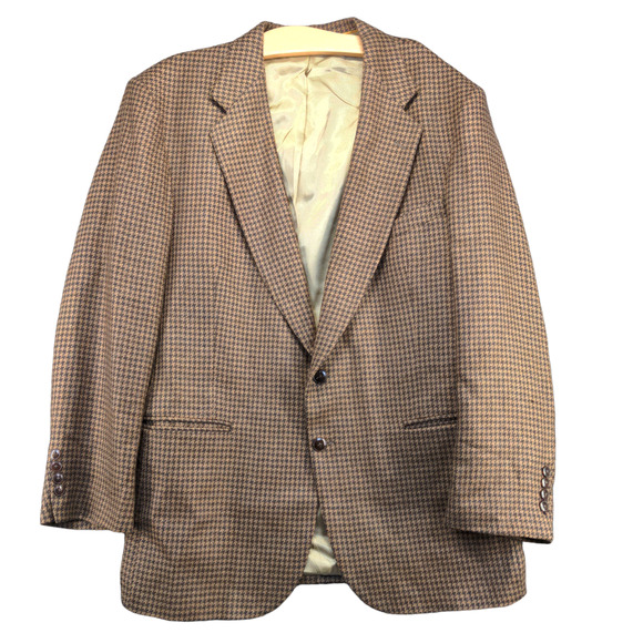 Stanley Blacker Men's Career Blazer Suit Jacket Brown Black 44 Houndstooth - Picture 1 of 13